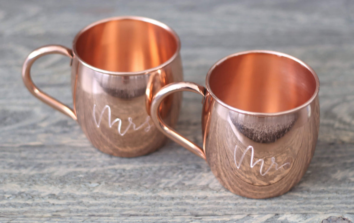 Mr. & Mrs. Barrel Smooth 16oz Copper Mugs