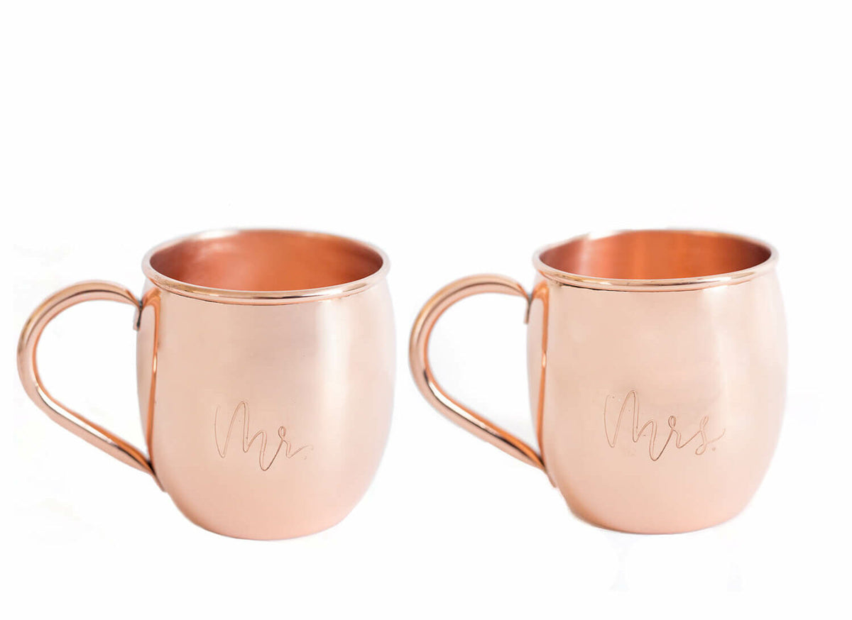 Mr. & Mrs. Barrel Smooth 16oz Copper Mugs